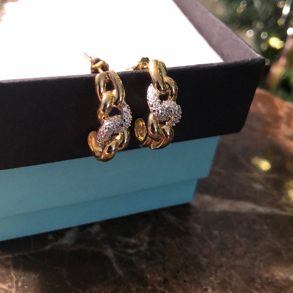 S.s hoops with gold overlay and diamond accent